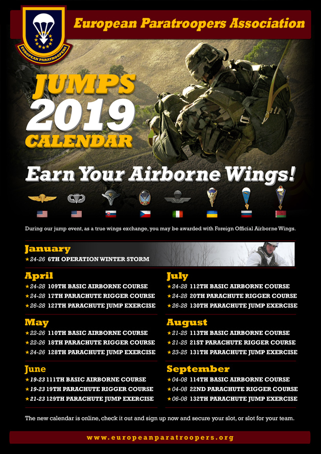 2019 Jumps calendar